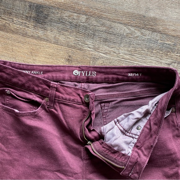 Stylus Skinny Ankle Pants Maroon - Picture 4 of 12